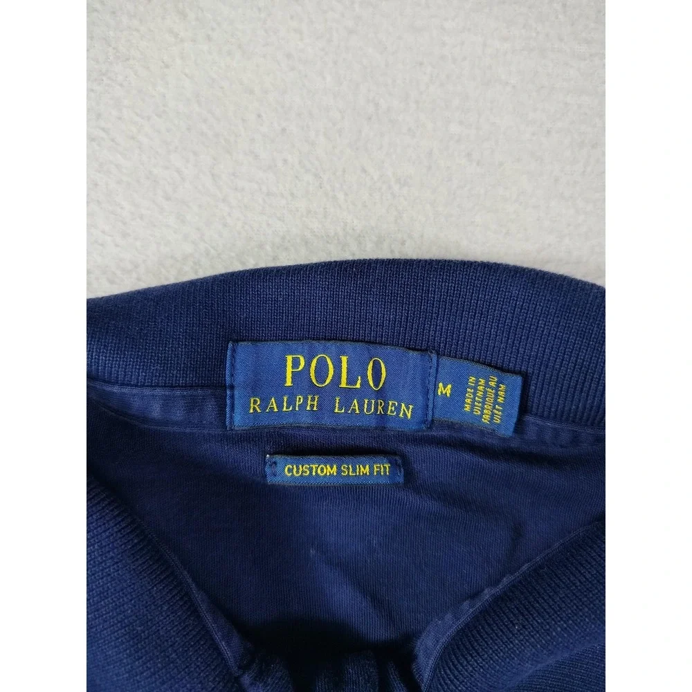 Polo Ralph Lauren Polo Shirt Mens Medium Blue Custom Slim Fit Pony Cotton Casual